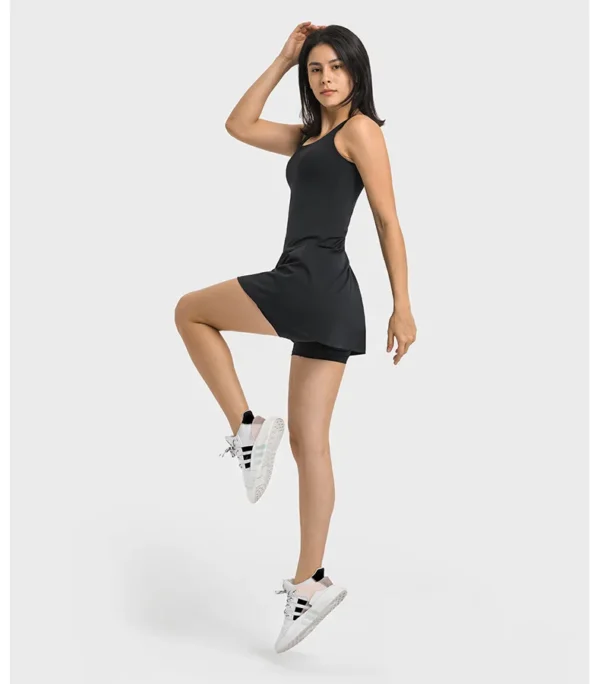 Somatic YOGA Wear Women's Skirt Tennis Gym Yoga Fitness Pleated Golf Wear Women's Golf Clothing Outdoor Leisure Sport Elastic Chest Pad Skirt - Image 6