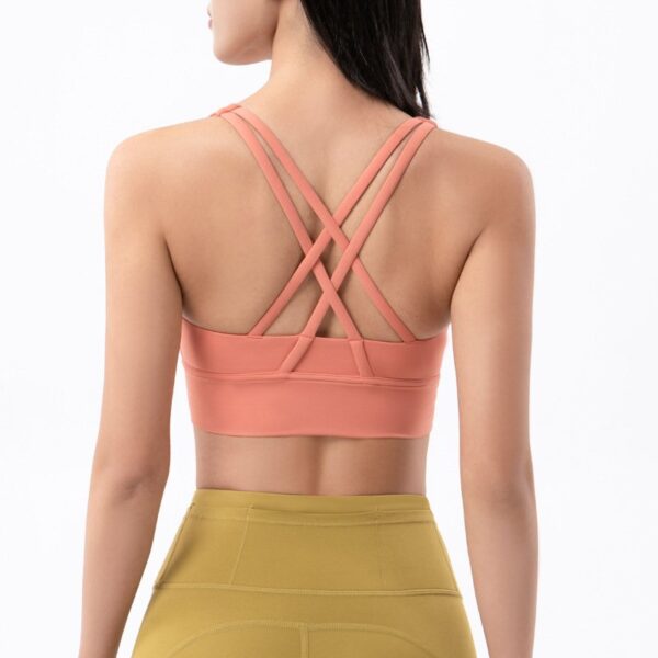 Double-sided brushed cross-back sports bra shockproof gathered yoga sports bra fitness vest - Image 2