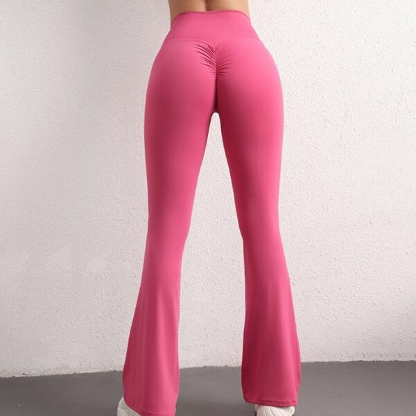 High waist peach hip lift quick dry flared pants yoga pants women's flared pants nude sports wide leg pants fitness pants - Image 2