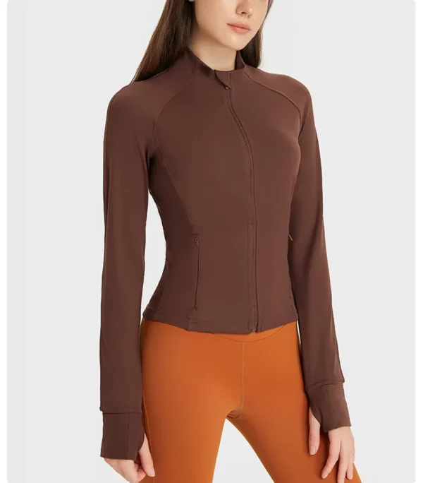 Somatic YOGA Wear Nylon Stretch Track Jacket Gym Fitness Sport Top High Elasticity Long Sleeves Zipper Motorcycle Jacket Coat Sportswear