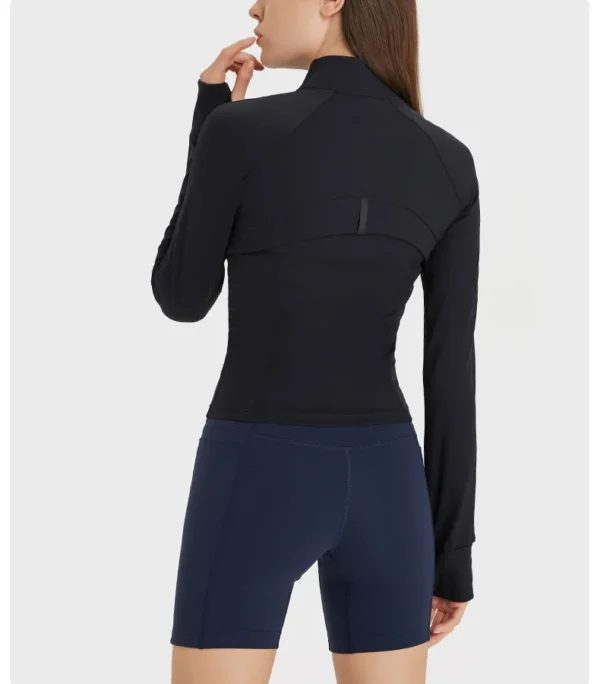 Somatic YOGA Wear Nylon Stretch Track Jacket Gym Fitness Sport Top High Elasticity Long Sleeves Zipper Motorcycle Jacket Coat Sportswear - Image 2