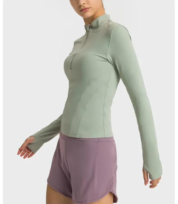 Somatic YOGA Wear Women's Long Sleeve Top Gym Shirts Yoga Fitness Sport Womens Clothing Sportswear Half Zip Elastic Force Blouse Jacket - Image 2