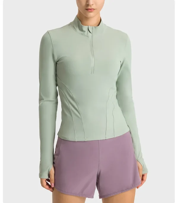 Somatic YOGA Wear Women's Long Sleeve Top Gym Shirts Yoga Fitness Sport Womens Clothing Sportswear Half Zip Elastic Force Blouse Jacket